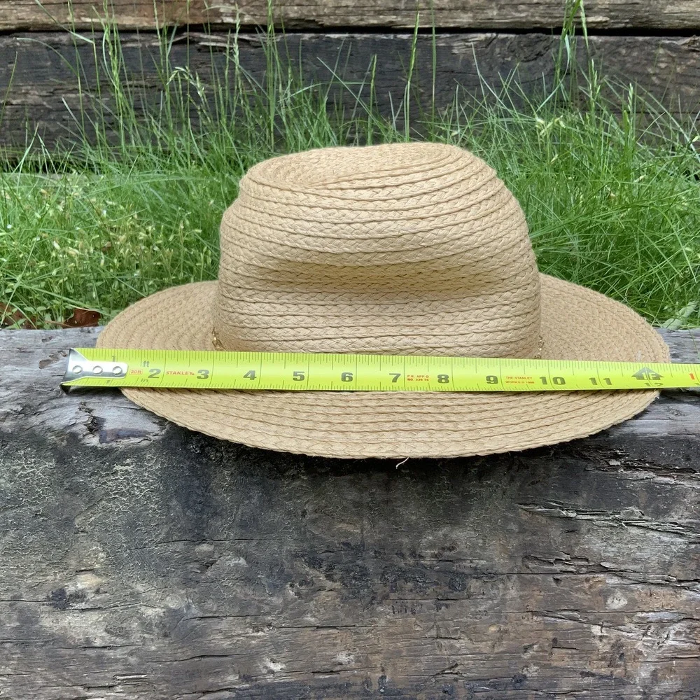VINCE‎ CAMUTO Chain Trim Woven Paper Panama Hat Natural OS Packable NWT